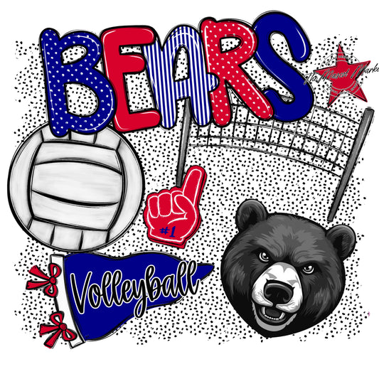 Bears Volleyball Spirit-Blue & Red
