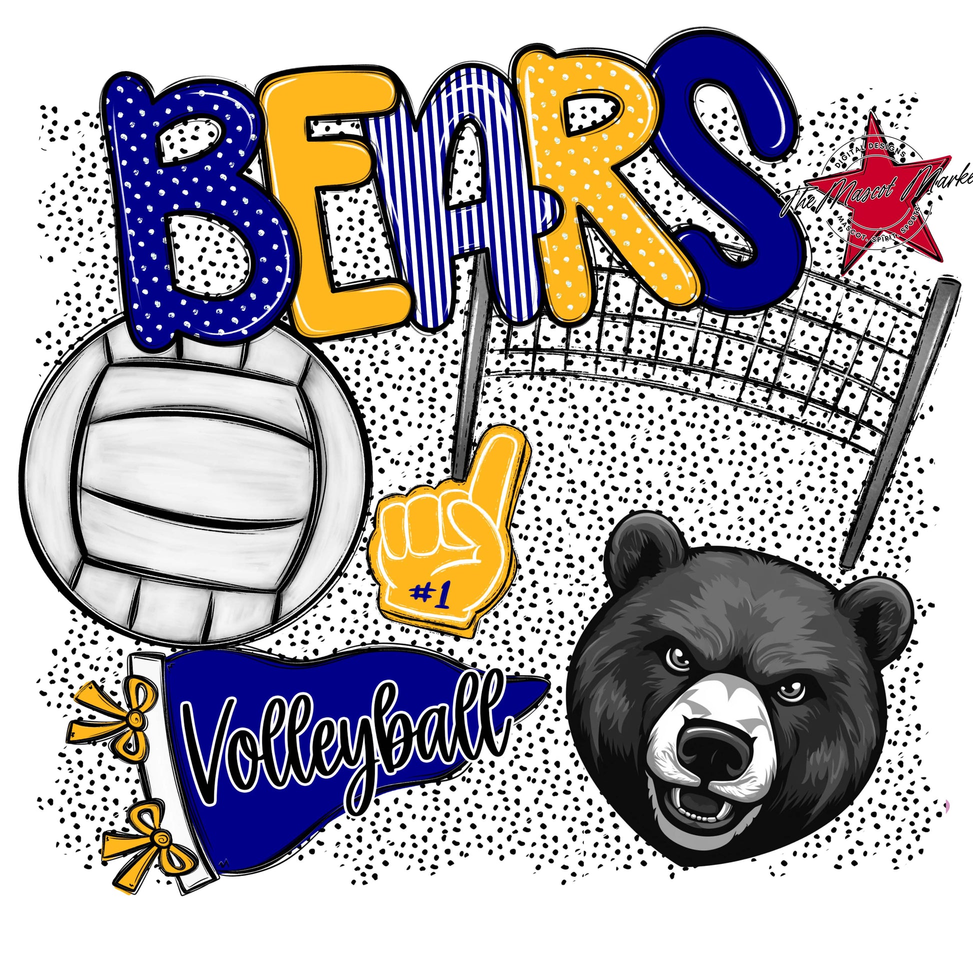 Bears Volleyball Spirit-Blue & Yellow