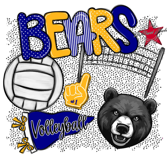 Bears Volleyball Spirit-Blue & Yellow