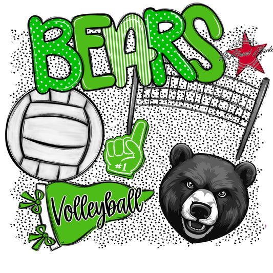 Bears Volleyball Spirit-Bright Green