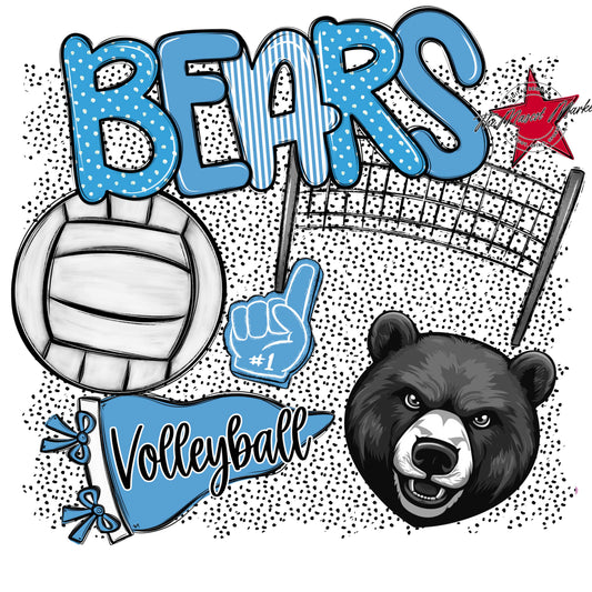 Bears Volleyball Spirit-Carolina Blue