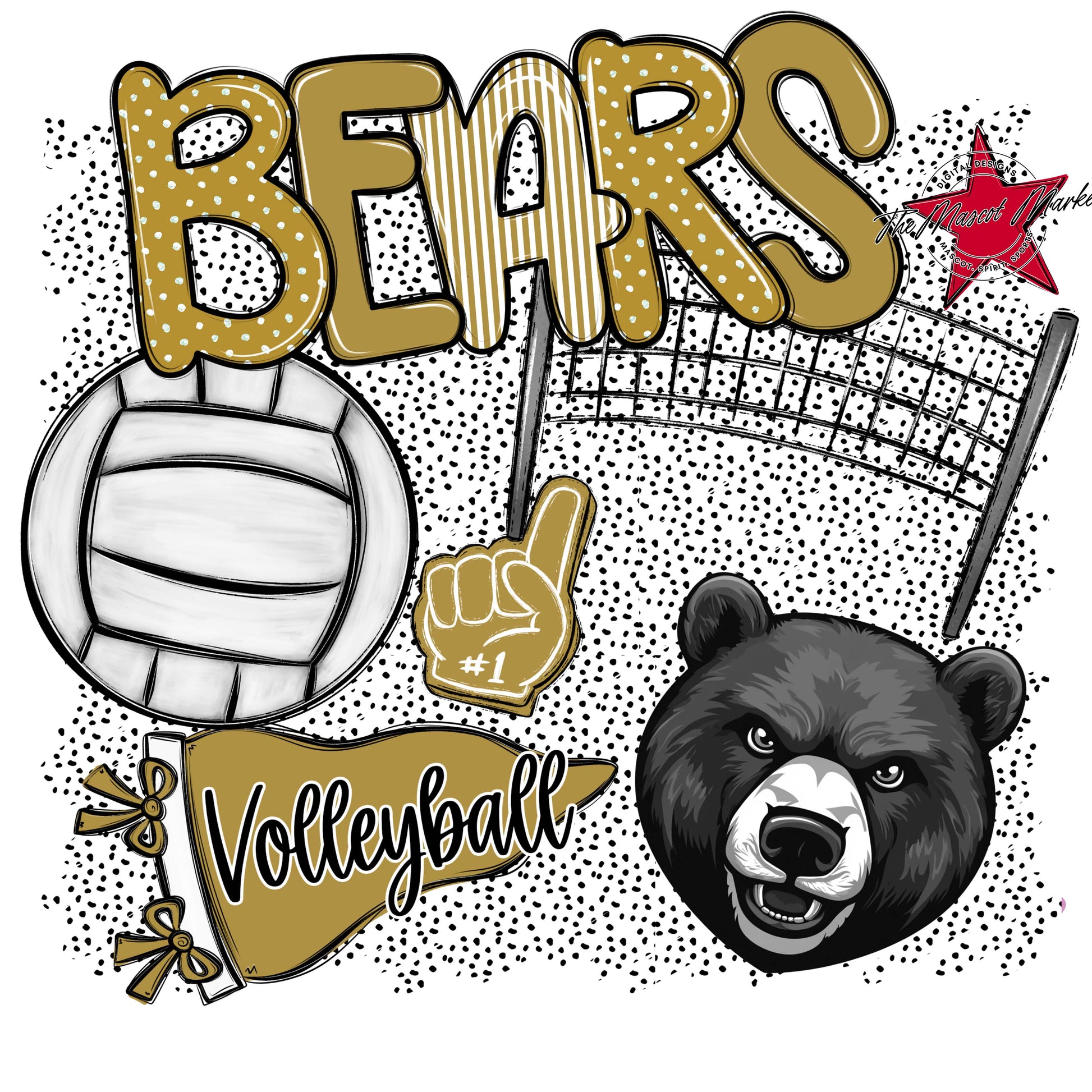 Bears Volleyball Spirit-Gold