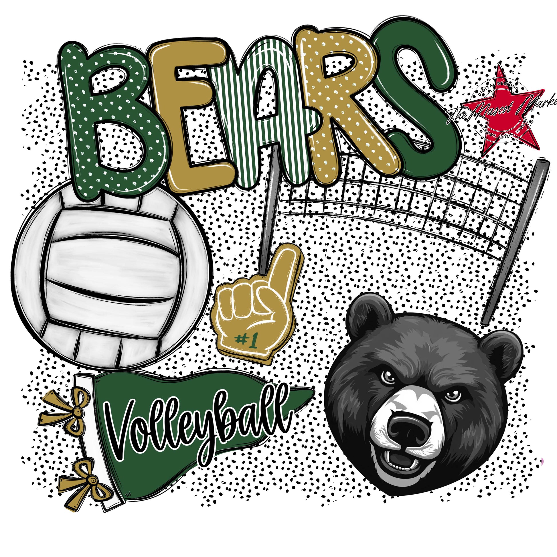 Bears Volleyball Spirit-Green & Gold