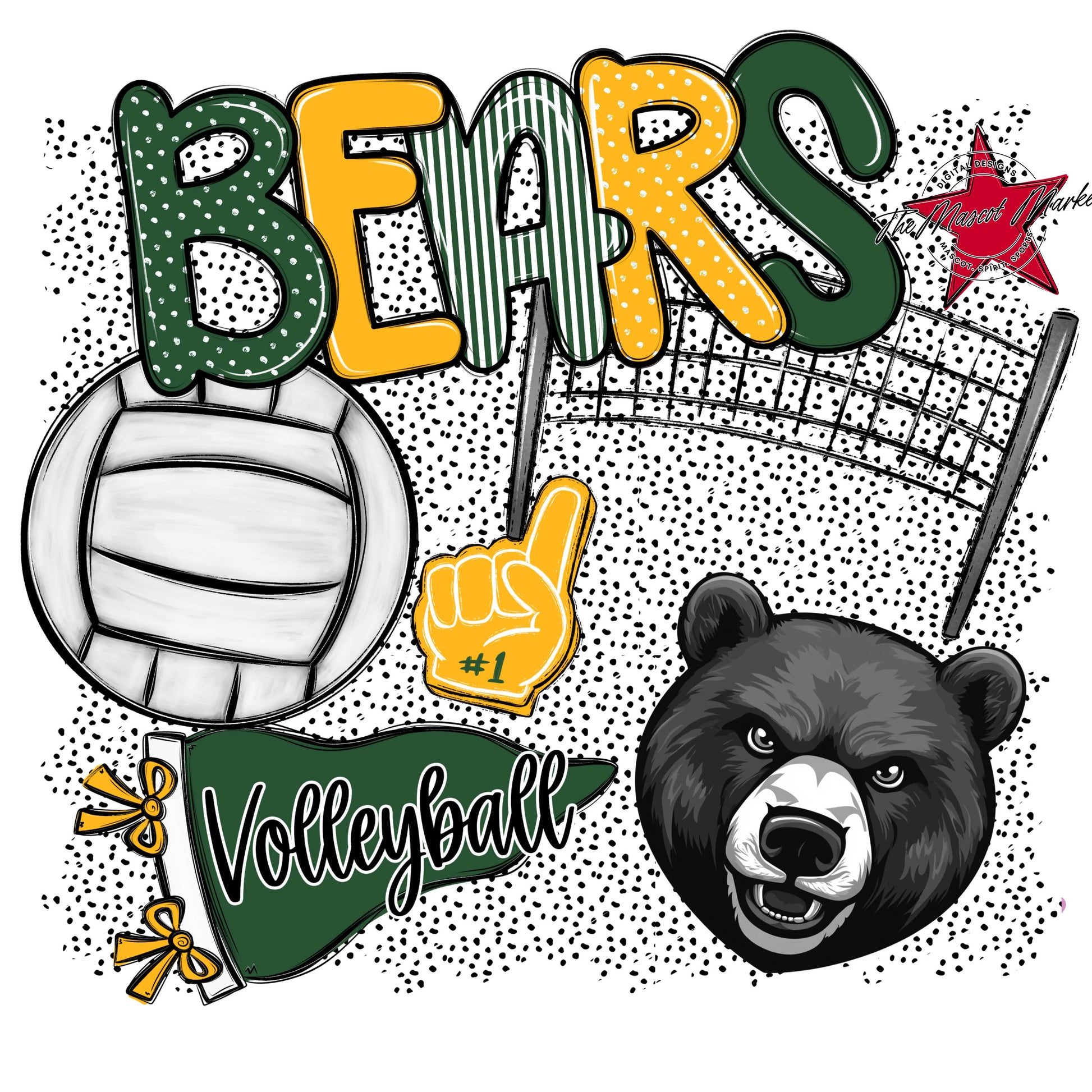 Bears Volleyball Spirit-Green & Yellow