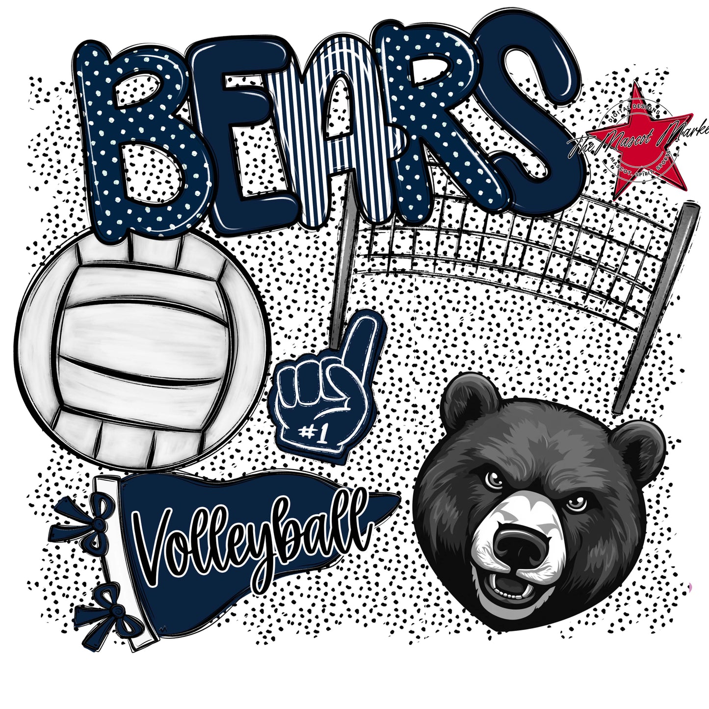 Bears Volleyball Spirit-Navy