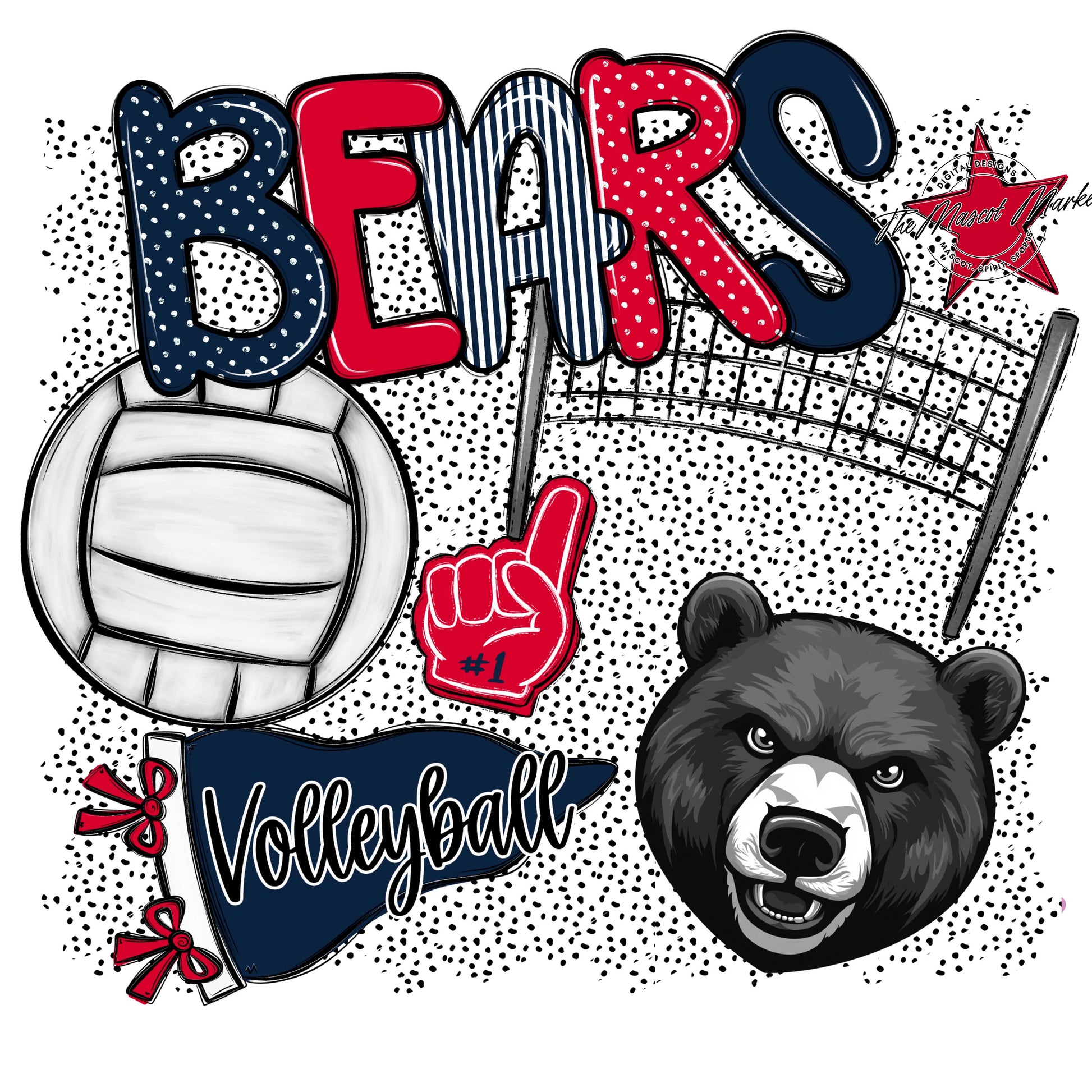 Bears Volleyball Spirit-Navy & Red
