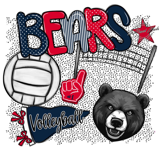 Bears Volleyball Spirit-Navy & Red