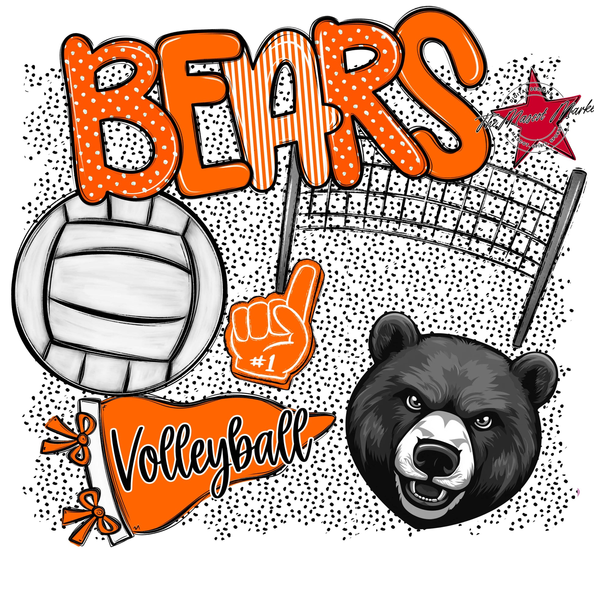 Bears Volleyball Spirit-Orange