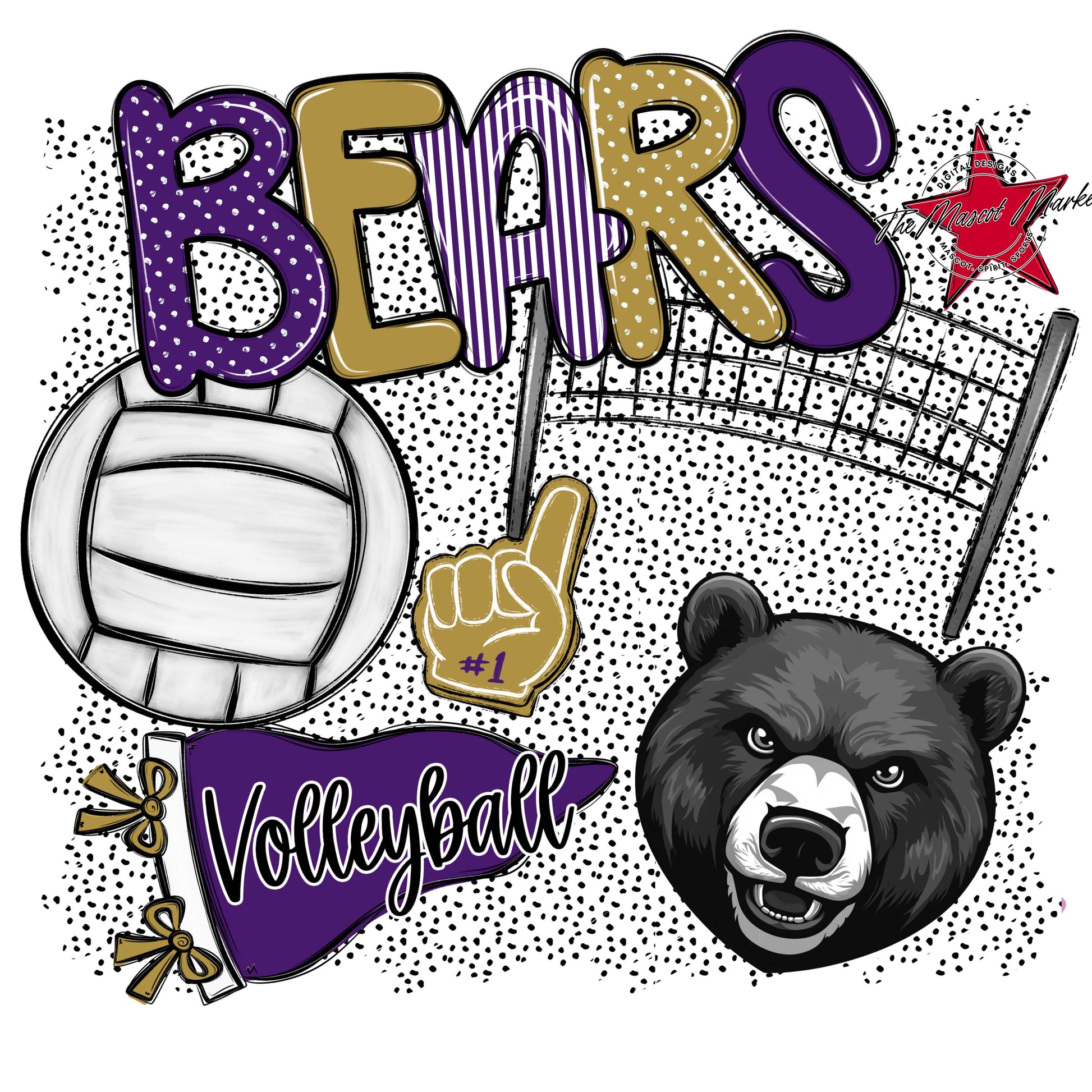 Bears Volleyball Spirit-Purple & Gold
