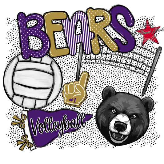 Bears Volleyball Spirit-Purple & Gold