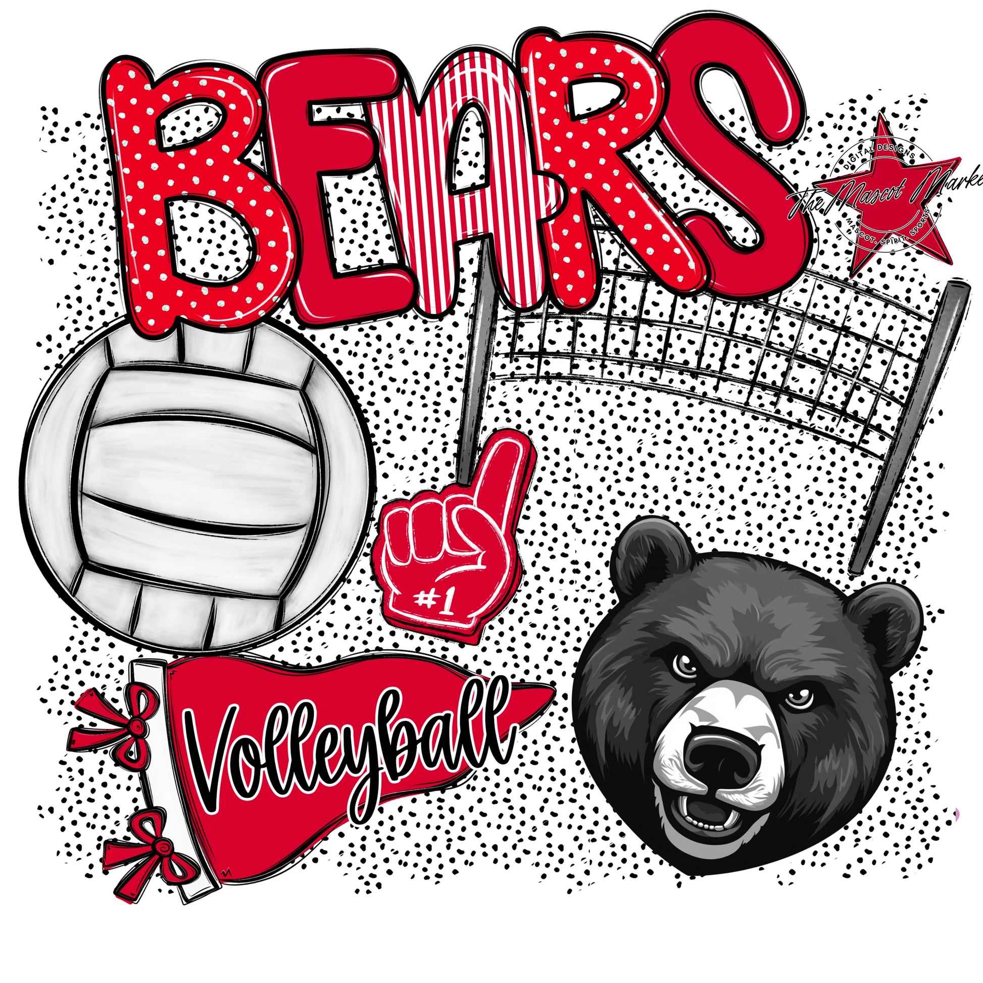 Bears Volleyball Spirit-Red