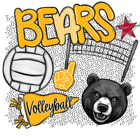 Bears Volleyball Spirit-Yellow
