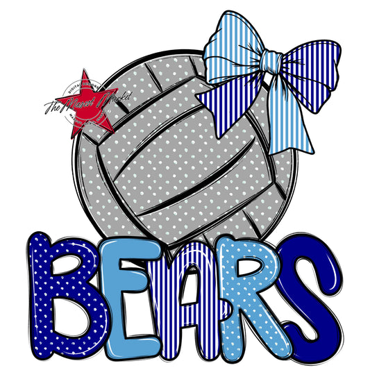 Bears Volleyball Spirit Design-Blue & Carolina Blue