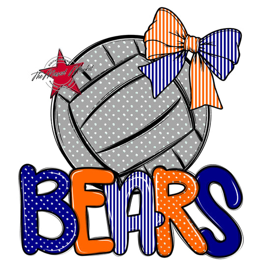 Bears Volleyball Spirit Design-Blue & Orange
