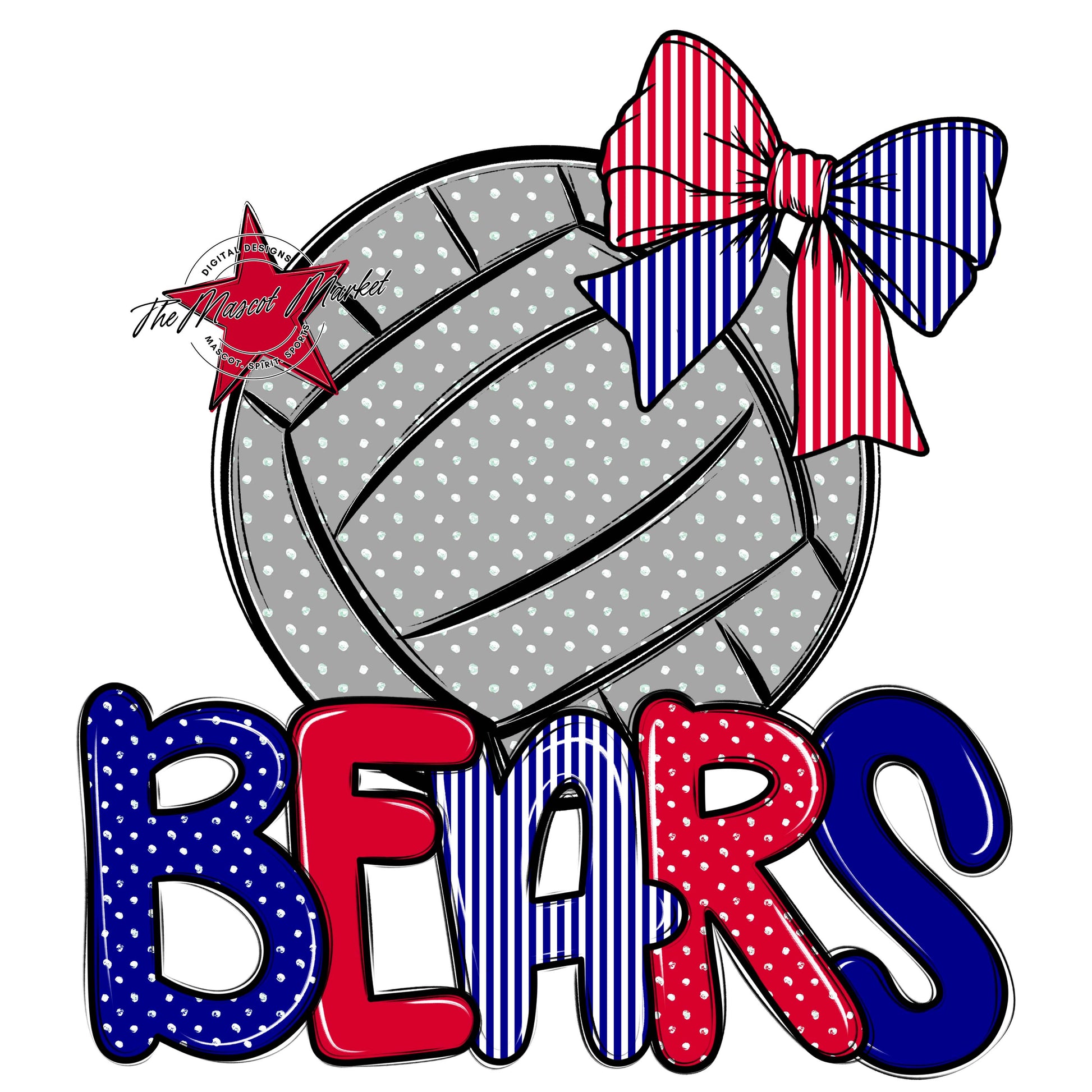 Bears Volleyball Spirit Design-Blue & Red