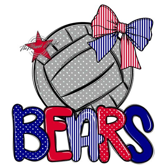 Bears Volleyball Spirit Design-Blue & Red