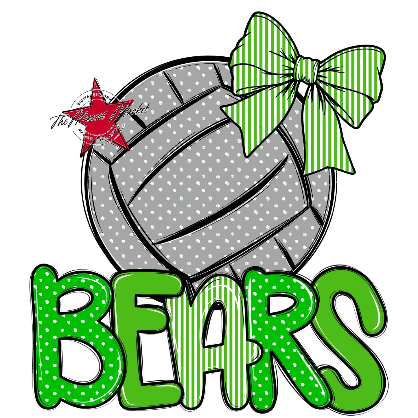 Bears Volleyball Spirit Design-Bright Green