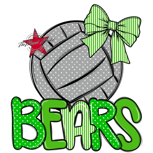 Bears Volleyball Spirit Design-Bright Green