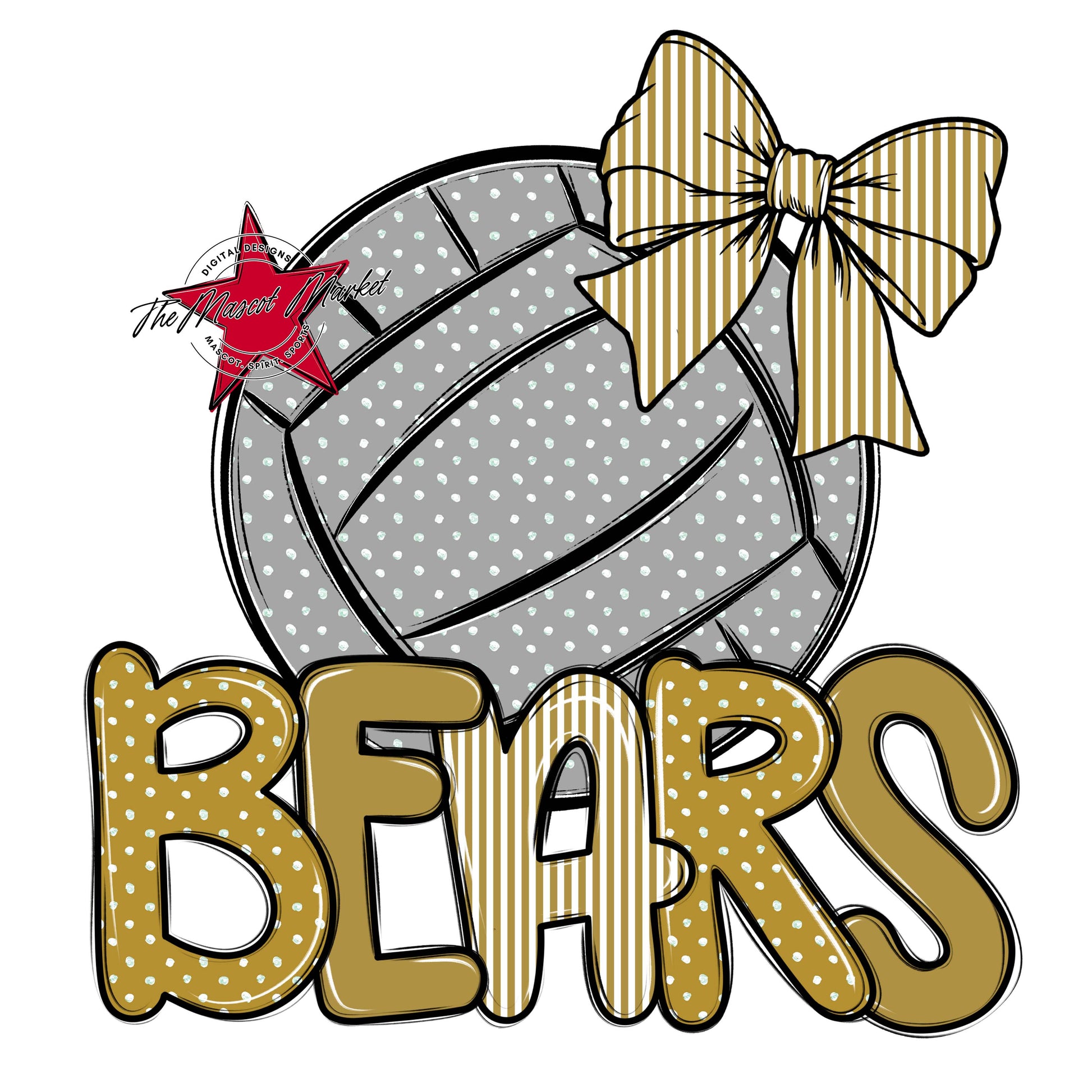 Bears Volleyball Spirit Design-Gold