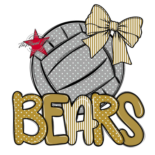 Bears Volleyball Spirit Design-Gold