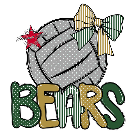 Bears Volleyball Spirit Design-Green & Gold