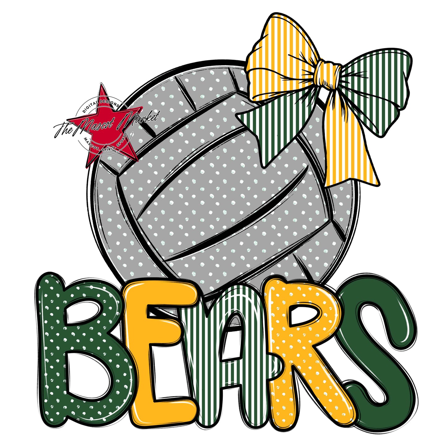 Bears Volleyball Spirit Design-Green & Yellow