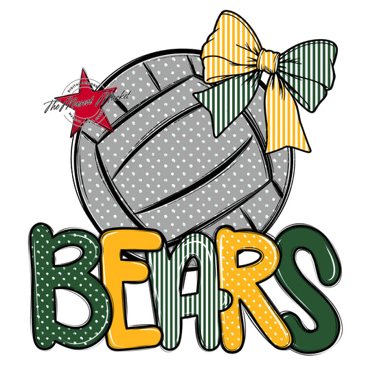 Bears Volleyball Spirit Design-Green & Yellow