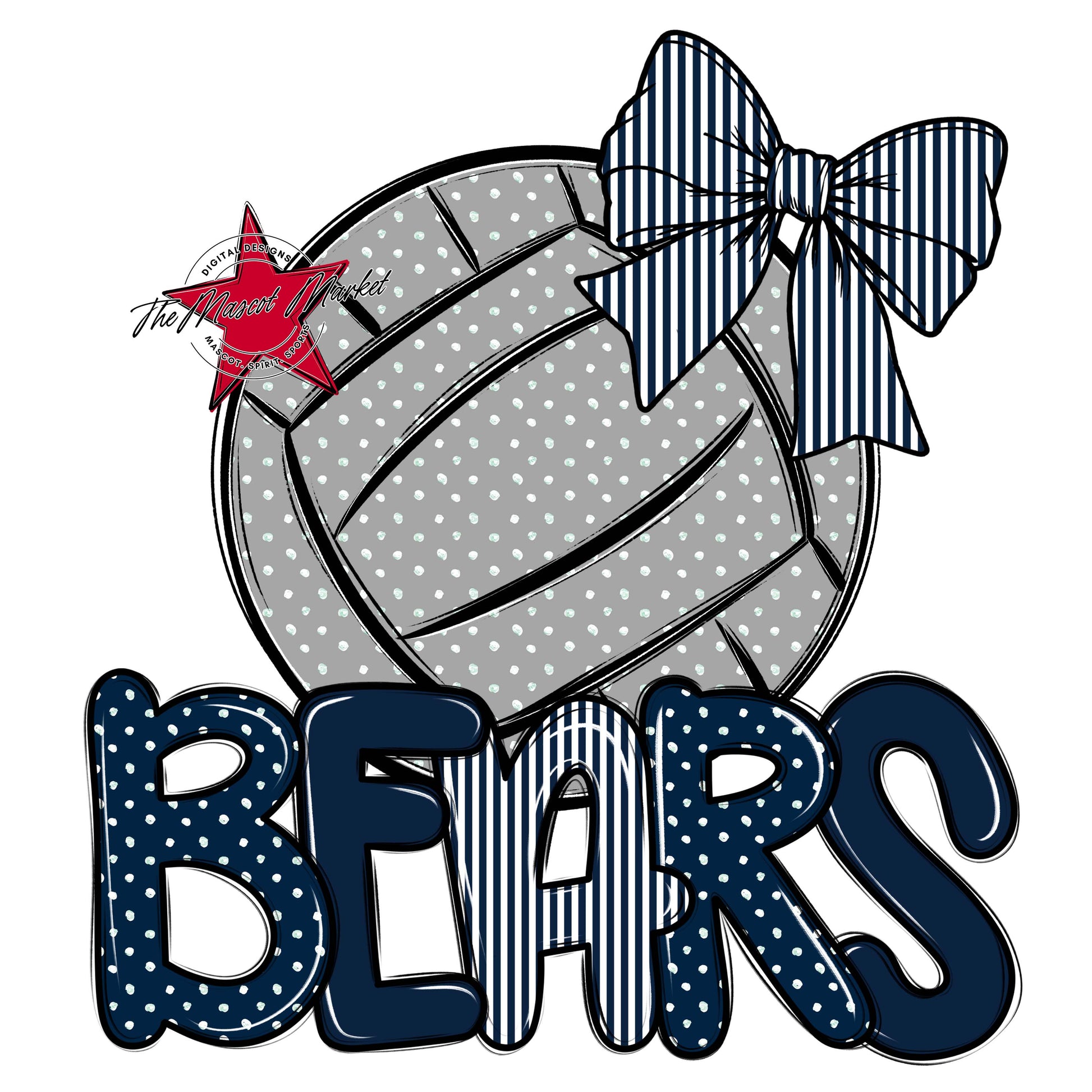 Bears Volleyball Spirit Design-Navy