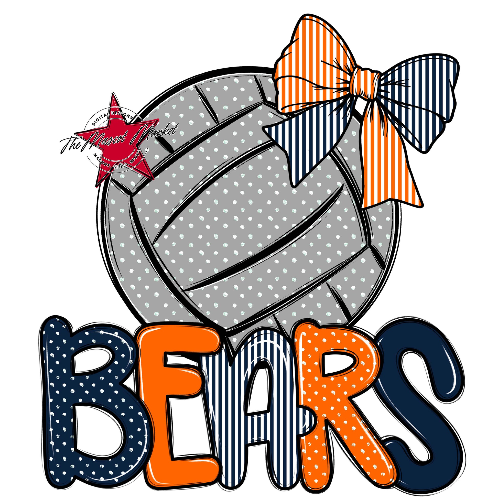 Bears Volleyball Spirit Design-Navy & Orange