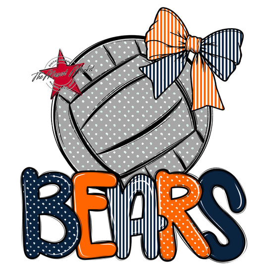 Bears Volleyball Spirit Design-Navy & Orange