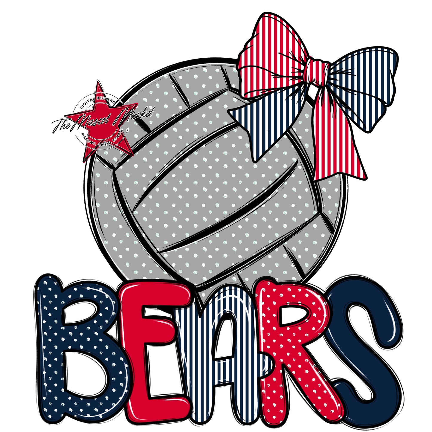 Bears Volleyball Spirit Design-Navy & Red