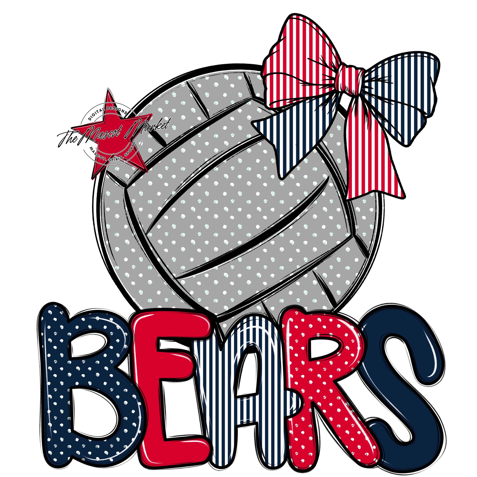 Bears Volleyball Spirit Design-Navy & Red