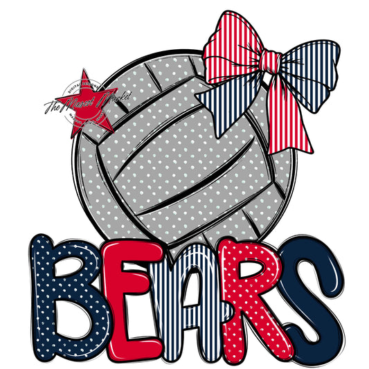 Bears Volleyball Spirit Design-Navy & Red