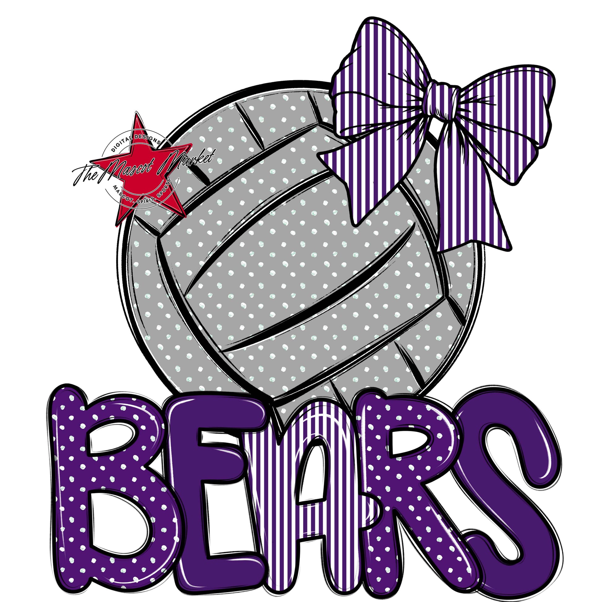 Bears Volleyball Spirit Design-Purple