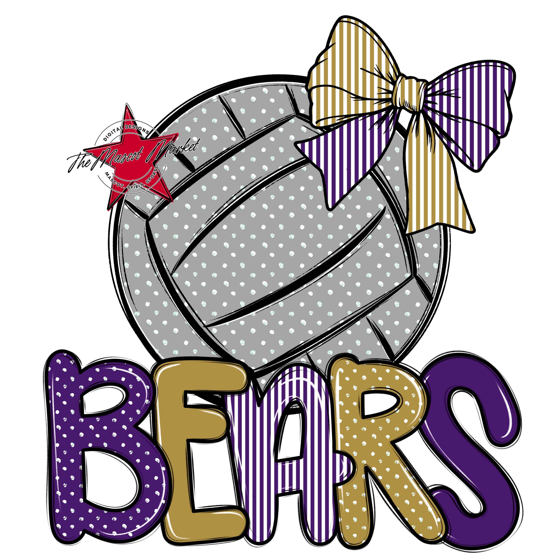 Bears Volleyball Spirit Design-Purple & Gold