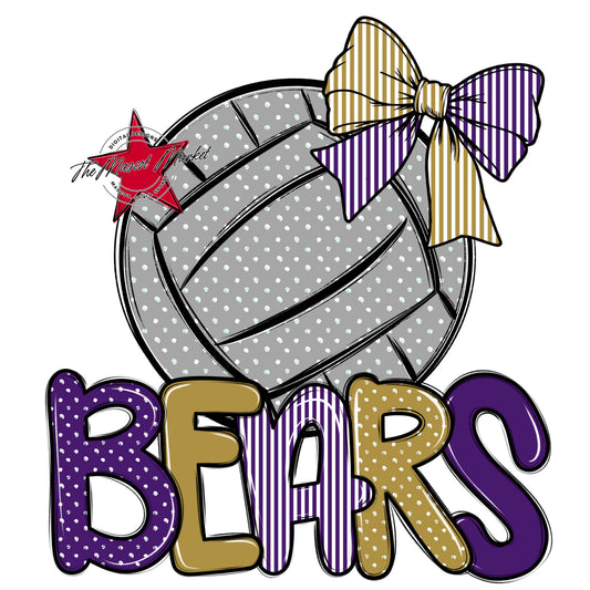 Bears Volleyball Spirit Design-Purple & Gold