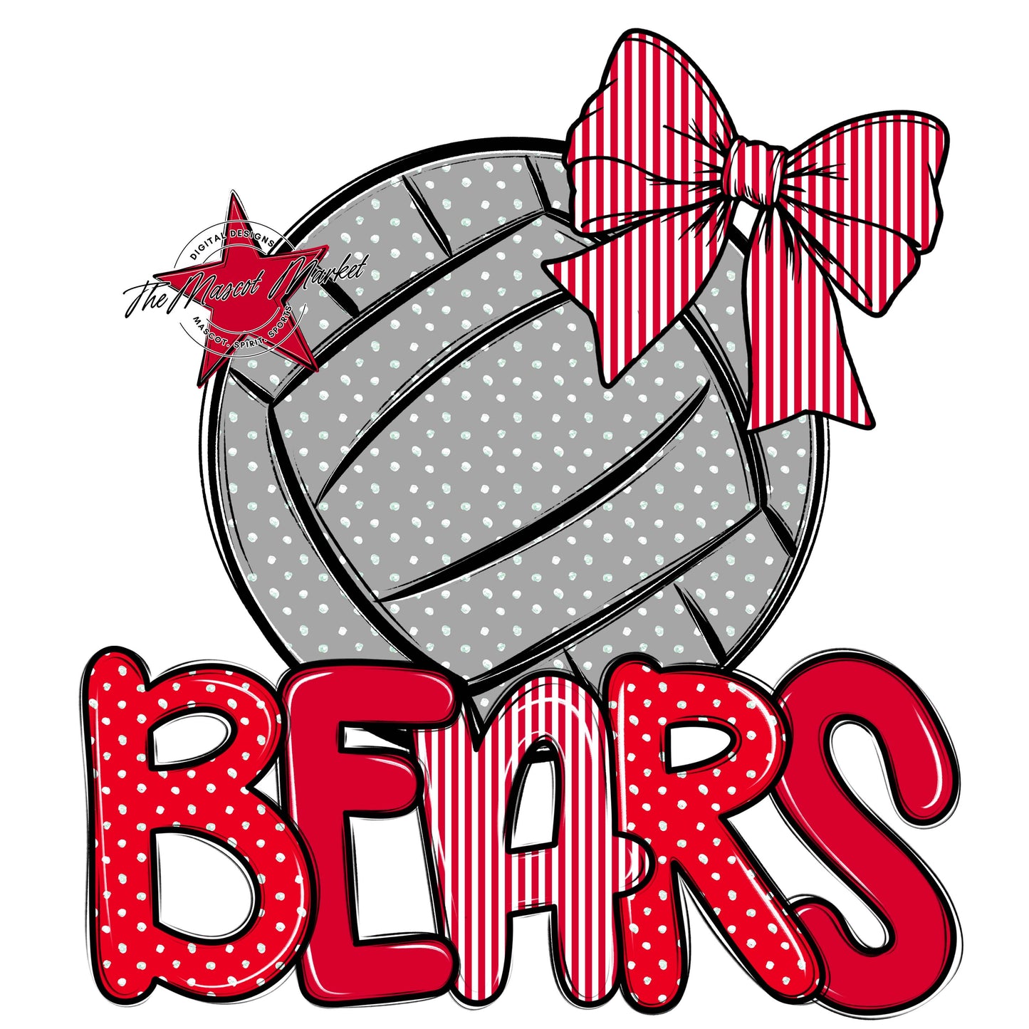 Bears Volleyball Spirit Design-Red