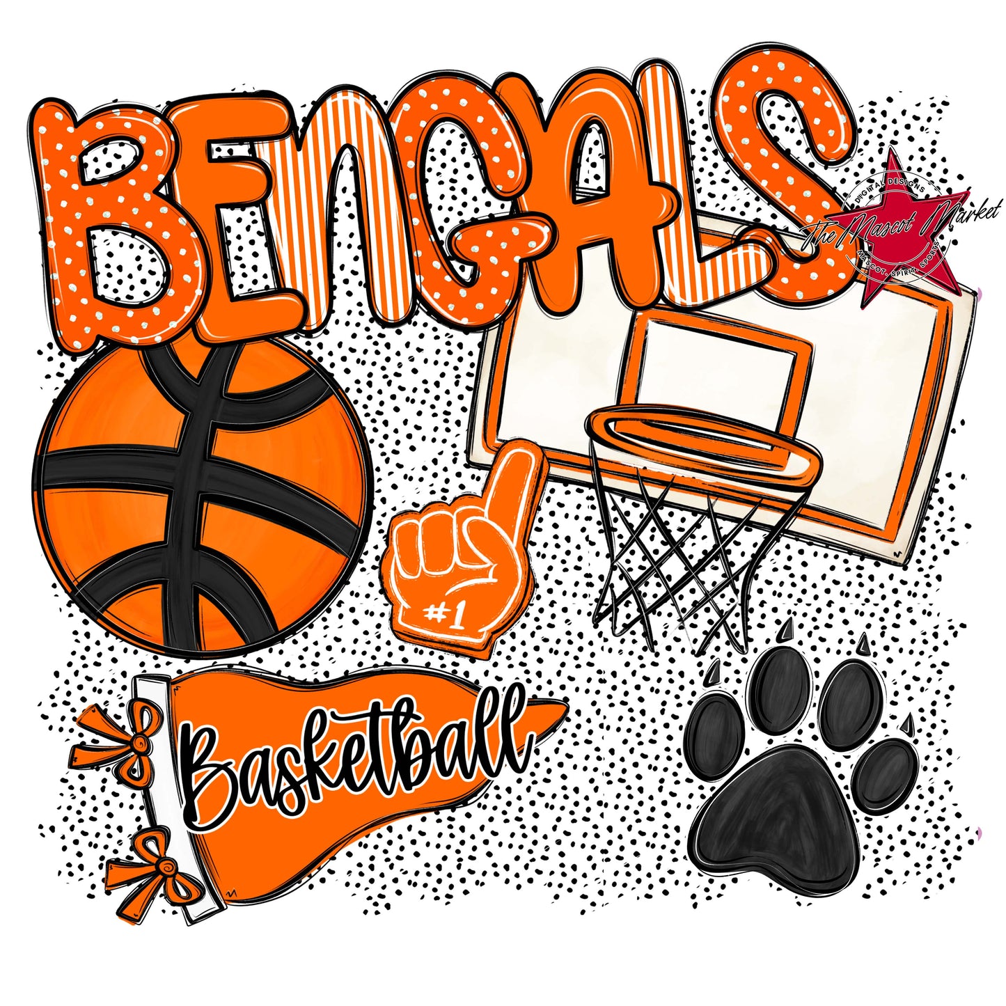 Bengals Basketball Spirit-Orange