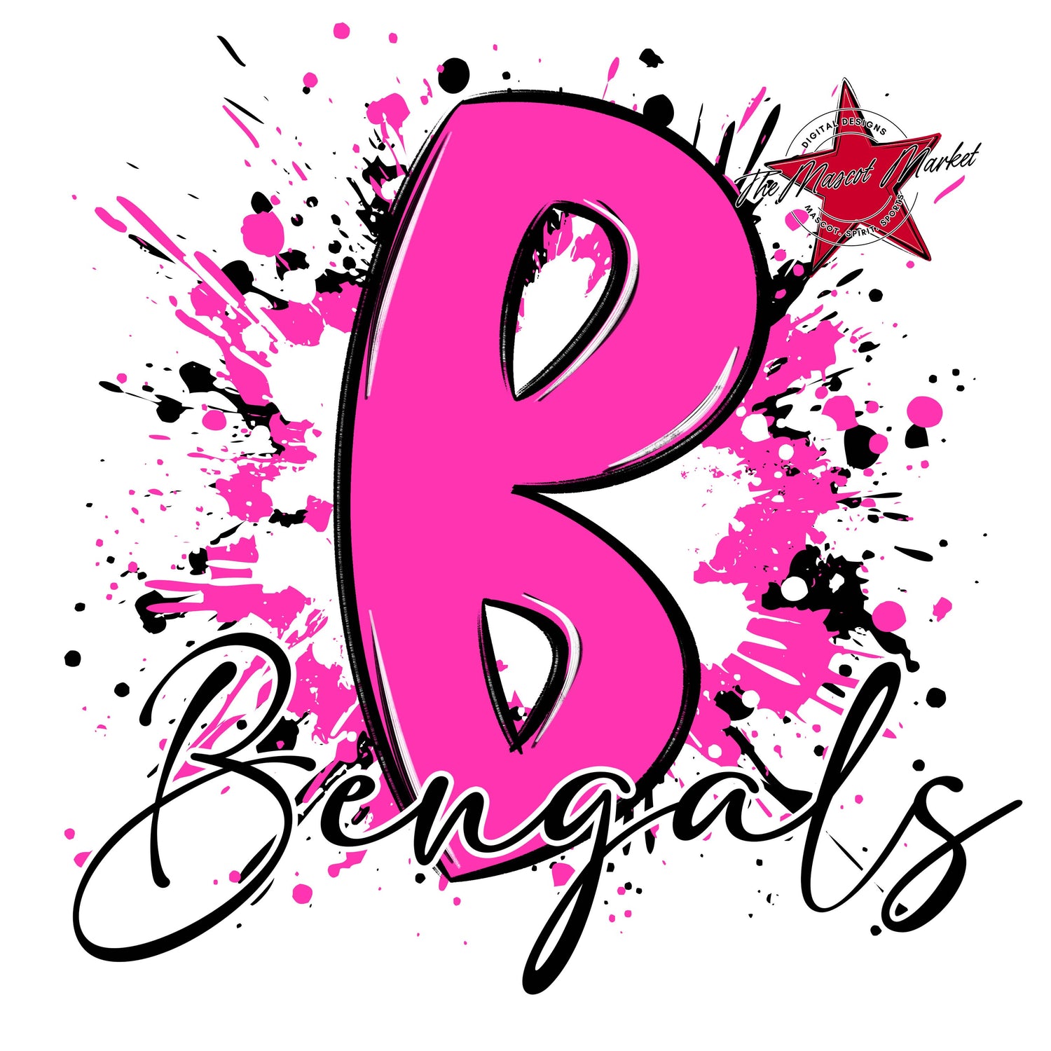 Bengals Mascot Splatter-Pink