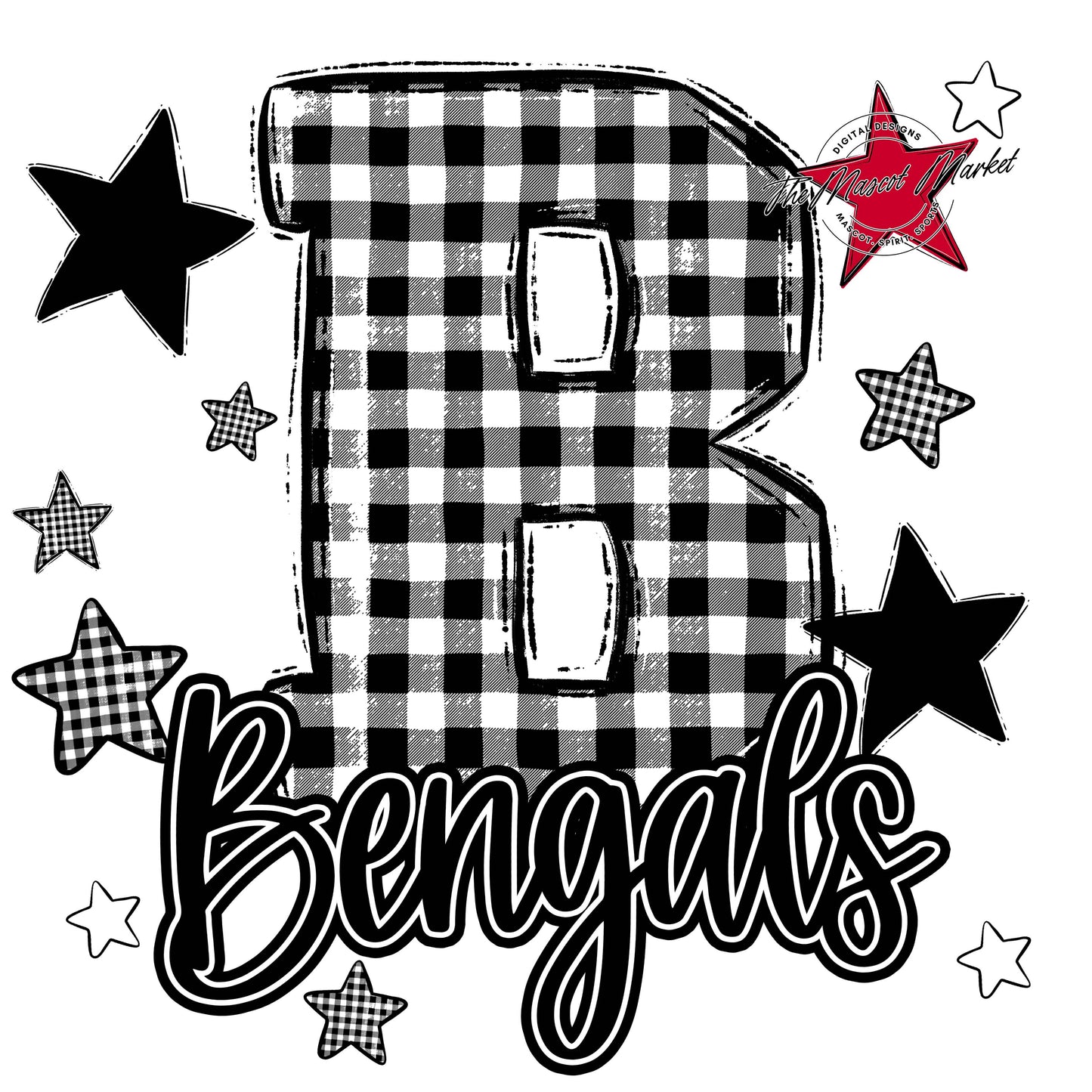 Bengals Plaid Star Design-Black