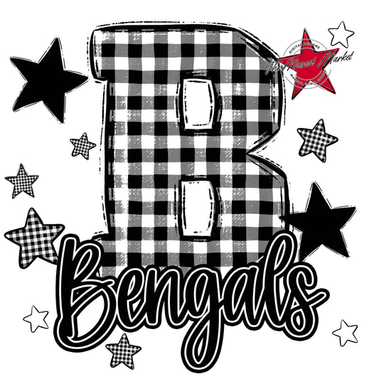 Bengals Plaid Star Design-Black