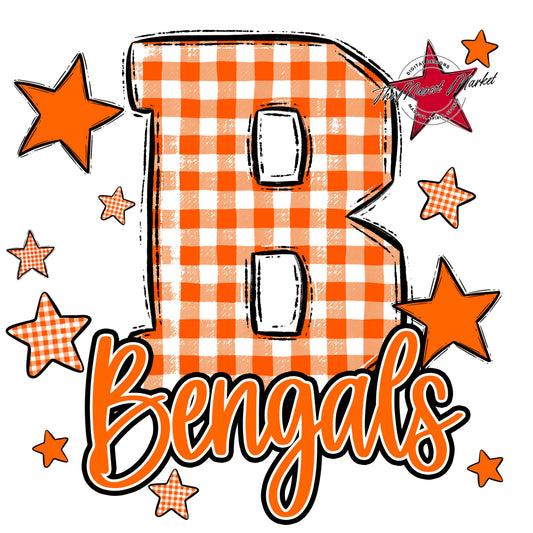 Bengals Plaid Star Design-Orange