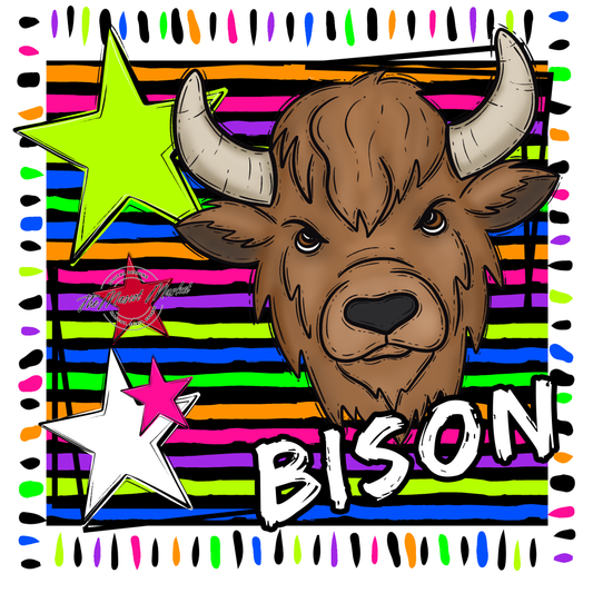 Bisons Mascot Frame-Neon Black