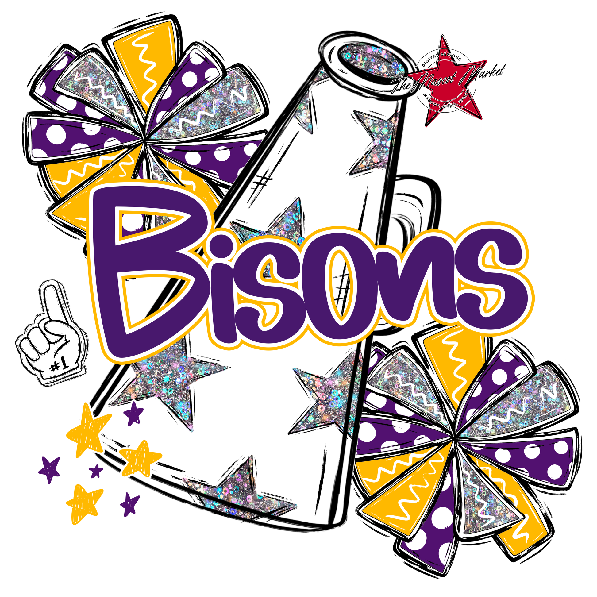 Bisons Alpha Megaphone Design-Purple-Yellow
