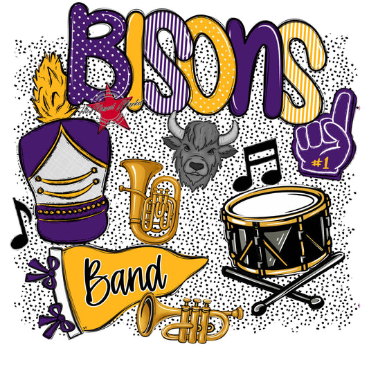 Bisons Band Spirit-Purple & Yellow