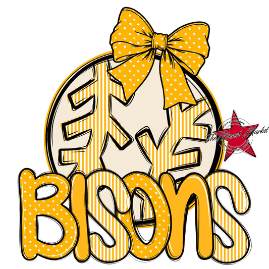 Bisons Baseball-Softball Spirit Design-Yellow