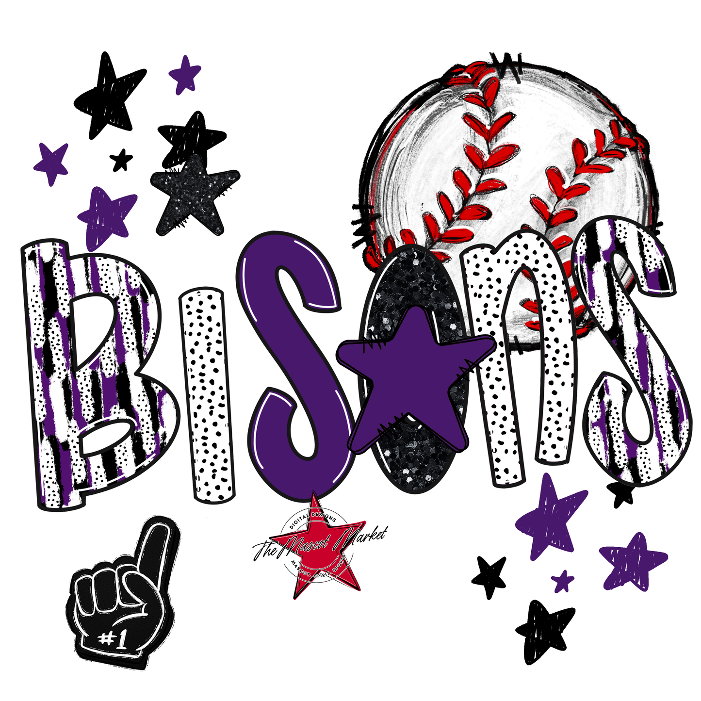 Bisons Baseball Scrape-Purple