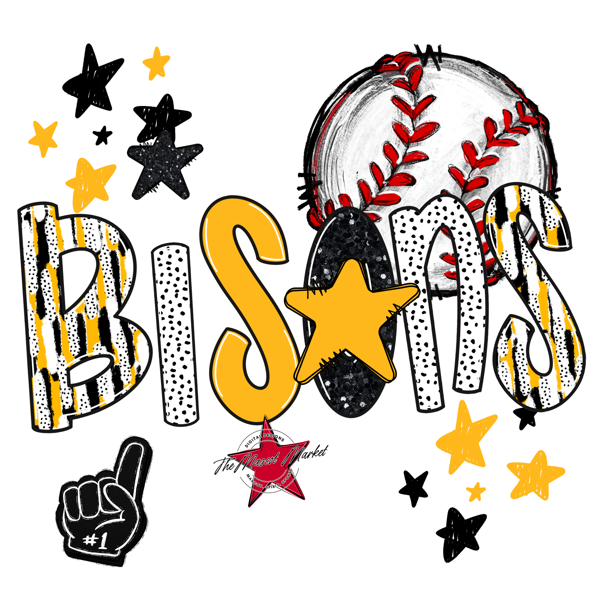 Bisons Baseball Scrape-Yellow