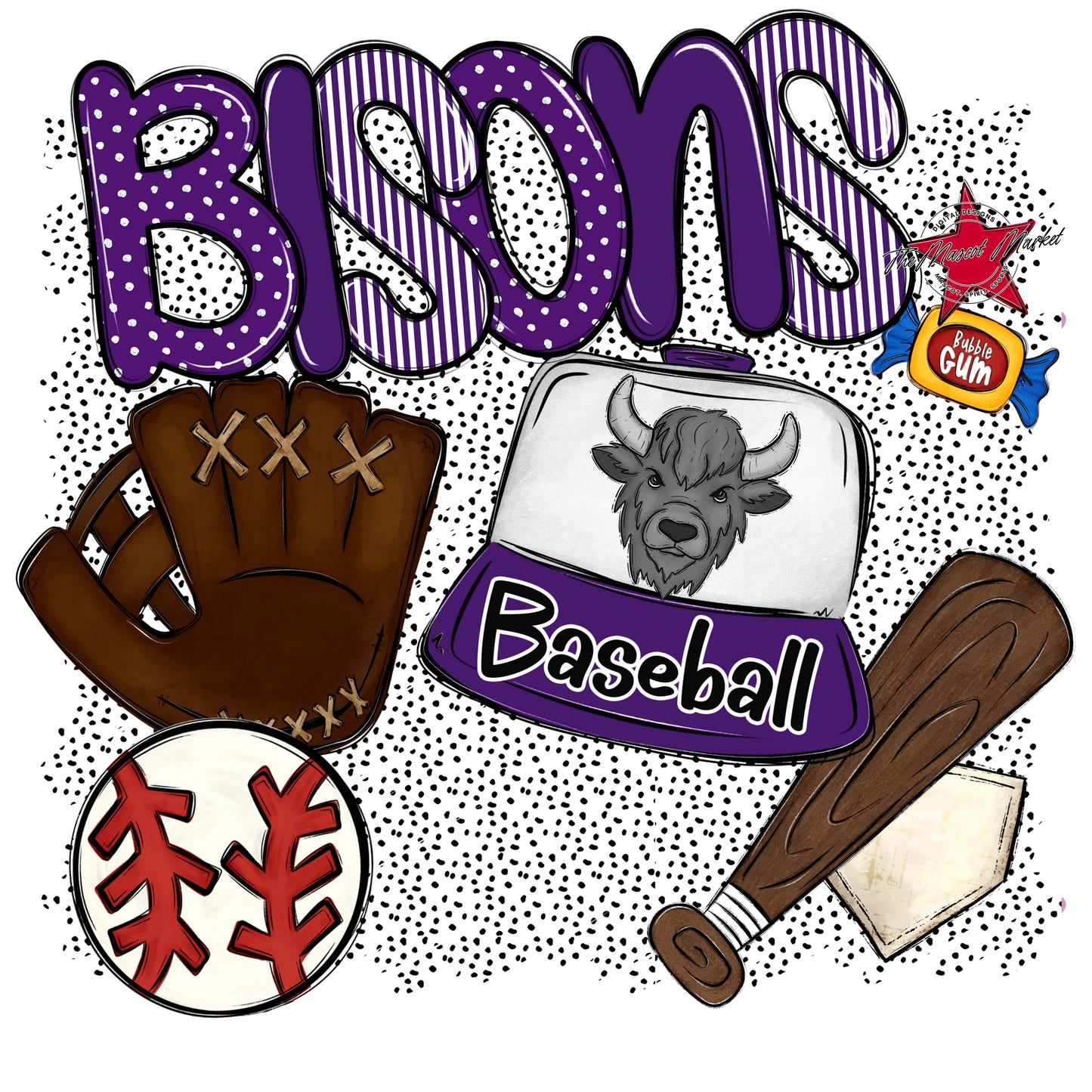 Bisons Baseball Spirit-Purple