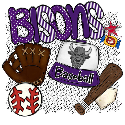 Bisons Baseball Spirit-Purple